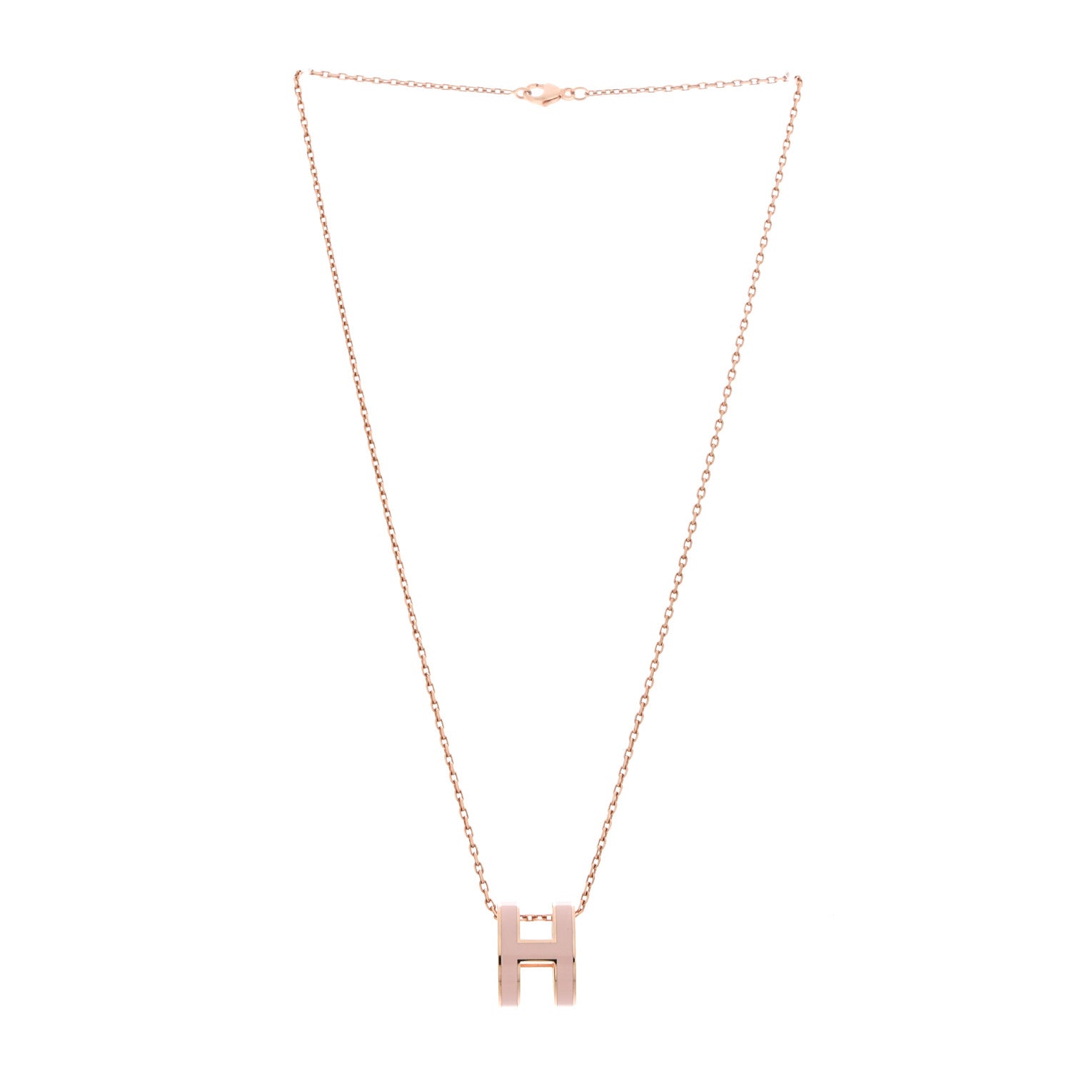 Hermes Lacquered Rose Gold Pop H Pendant Necklace Rose Dragee 3 of 7