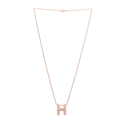 Hermes Lacquered Rose Gold Pop H Pendant Necklace Rose Dragee 3 of 7