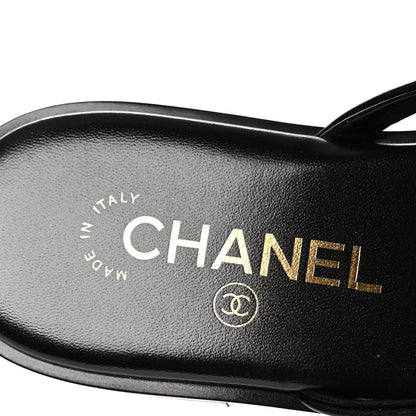 Chanel Goatskin CC Times Square Thong Sandals 37 Black 9 of 12