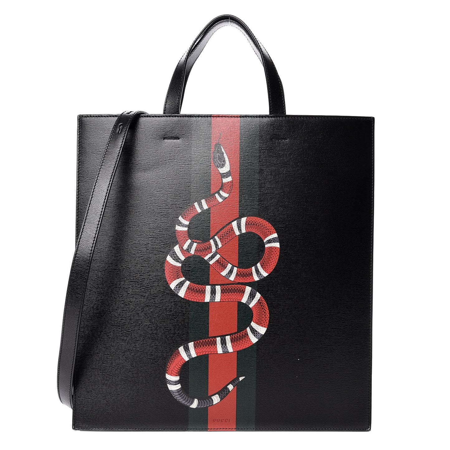 Calfskin Kingsnake Print Vertical Tote Black