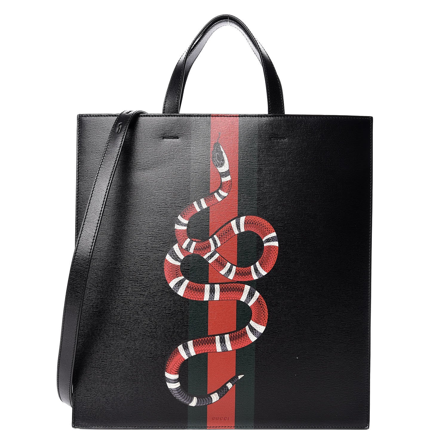 Gucci Calfskin Kingsnake Print Vertical Tote Black 3 of 13