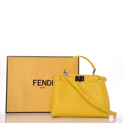 Fendi Nappa Mini Peekaboo Iconic Satchel Lime 9 of 9