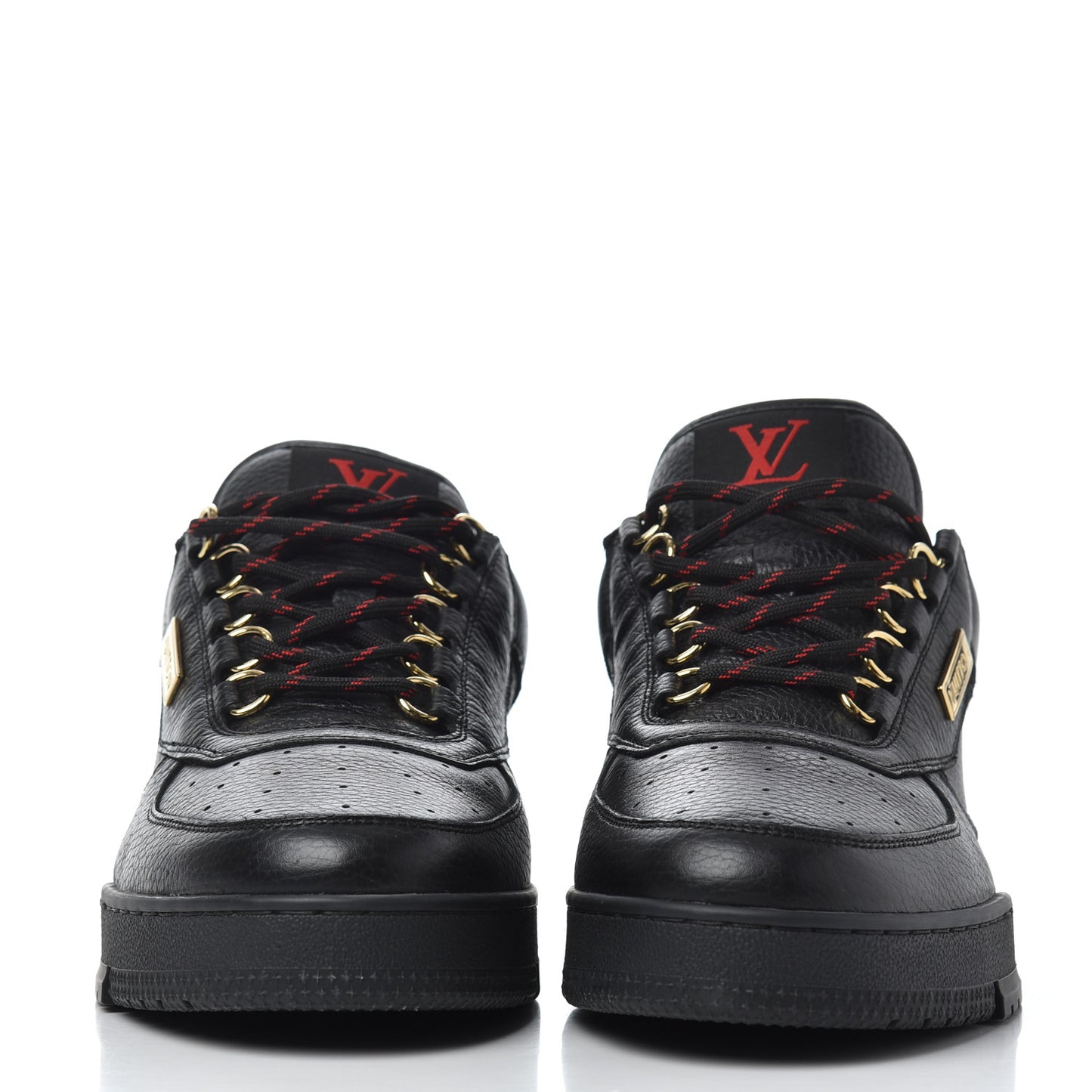 Calfskin Mens LV Trainer Sneakers 8 Black