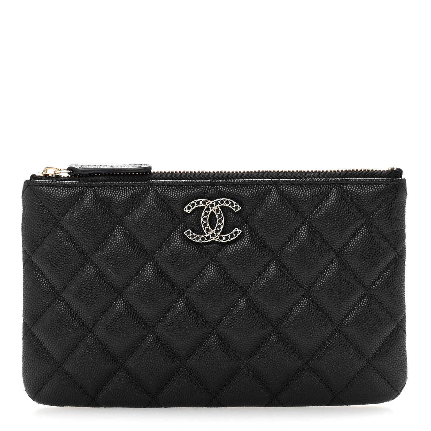 Chanel Shiny Caviar Quilted Strass CC Cosmetic Case Black 1 of 9