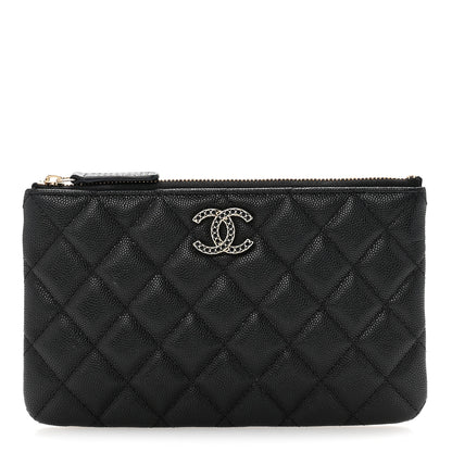 Chanel Shiny Caviar Quilted Strass CC Cosmetic Case Black 1 of 9