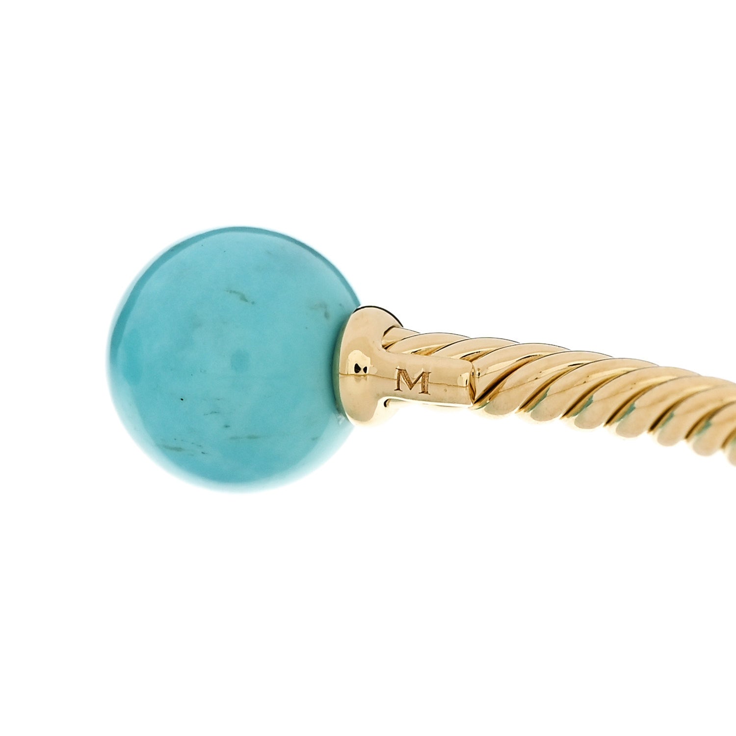 David Yurman 18K Yellow Gold Turquoise 8.5mm Solari Bead Bracelet 4 of 4