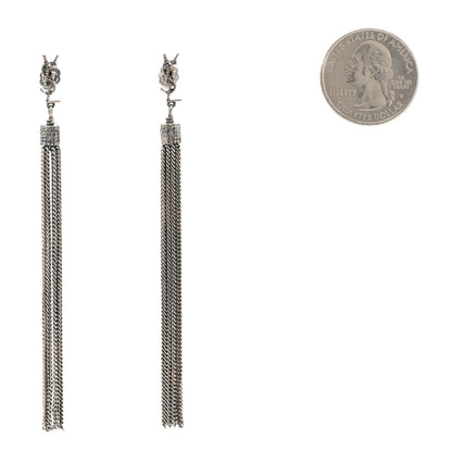 Saint Laurent Metal Monogram Loulou Tassel Earrings Silver 2 of 5