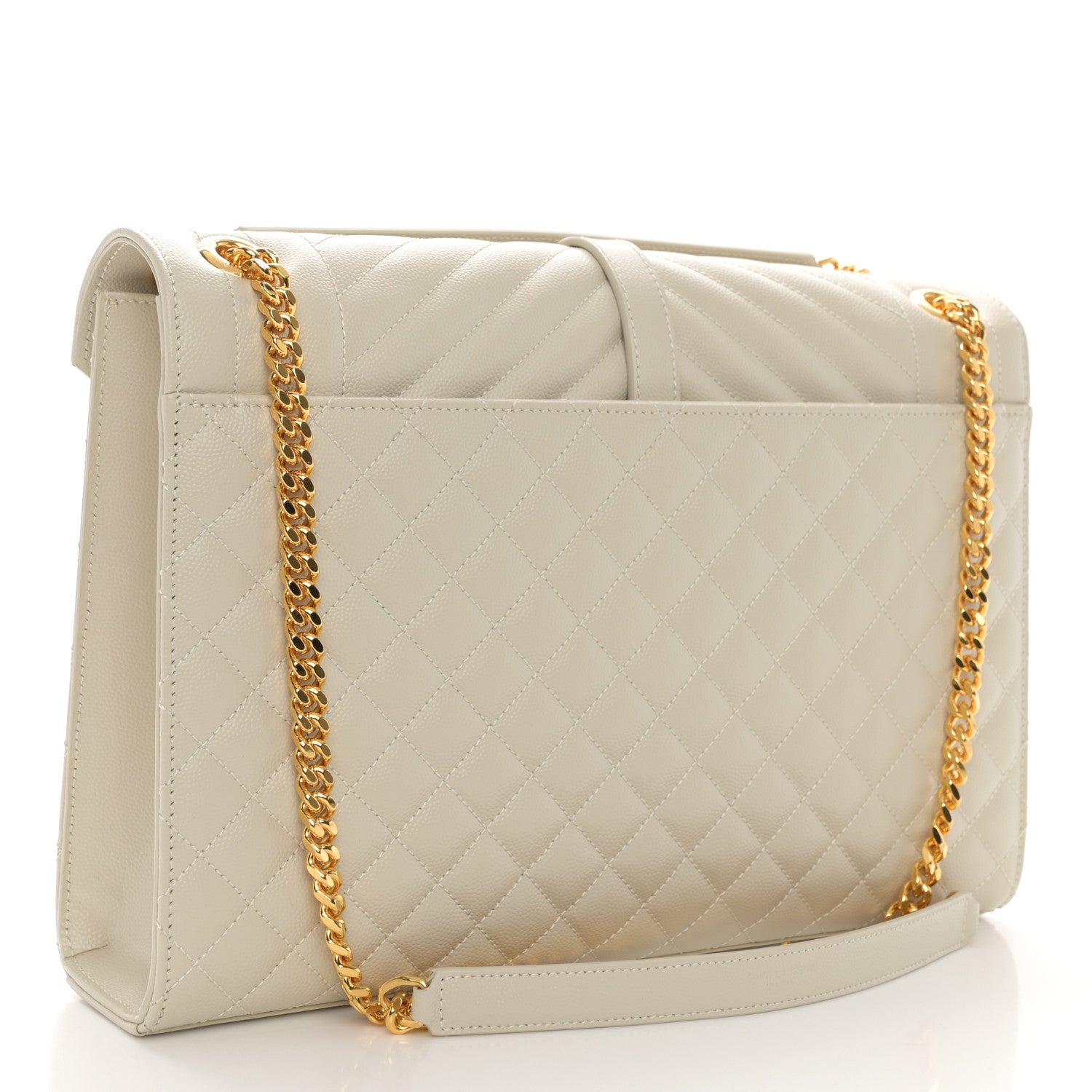 Saint Laurent Grain De Poudre Textured Mixed Matelasse Large Triquilt Monogram Satchel Crema Soft 3 of 10
