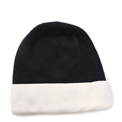 Chanel Cashmere CC Beanie Hat Black White 3 of 5