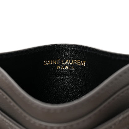 Saint Laurent Grain De Poudre Matelasse Chevron Monogram Credit Card Case Fog 5 of 6