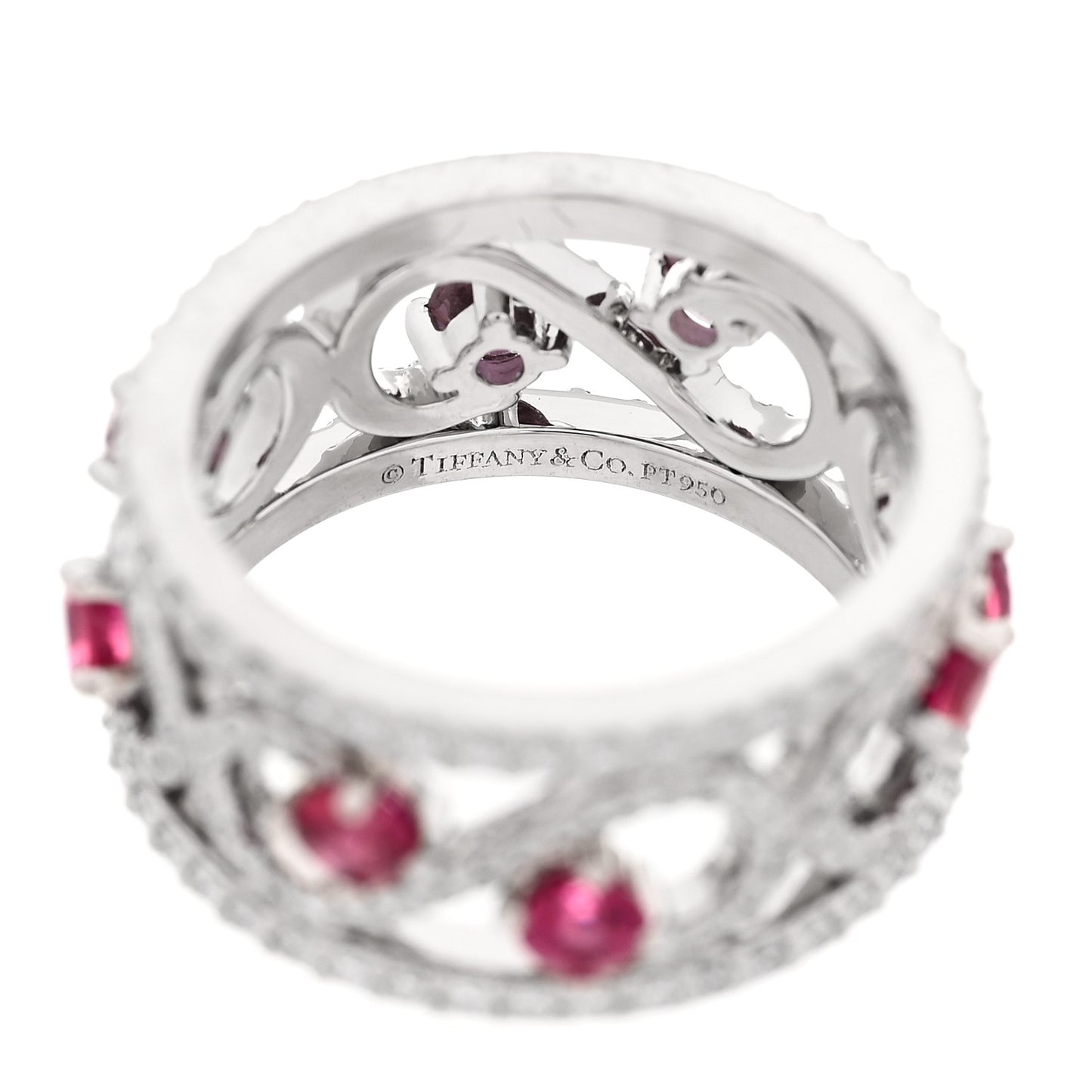 Platinum Diamond Ruby Enchant Scroll Ring 49 4.75
