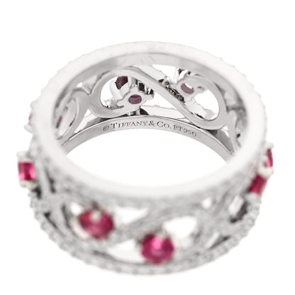 Tiffany Platinum Diamond Ruby Enchant Scroll Ring 49 4.75 4 of 5