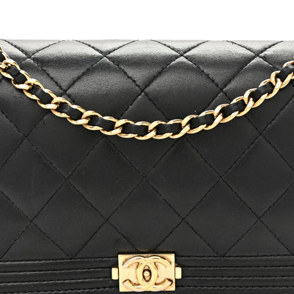 Chanel Lambskin Quilted Boy Wallet On Chain WOC Black 9 of 11
