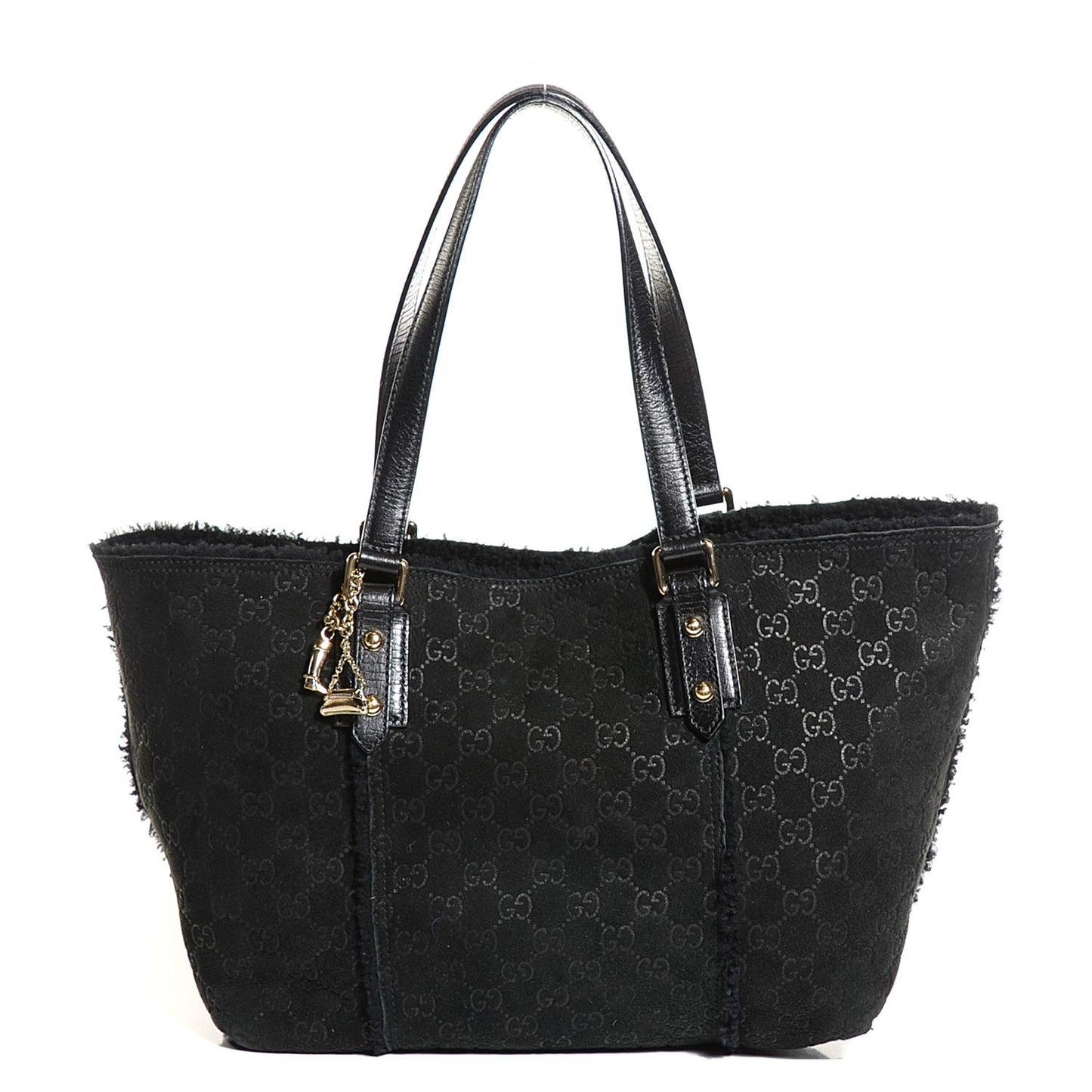 Suede Shearling Guccissima Jolicoeur Tote Black
