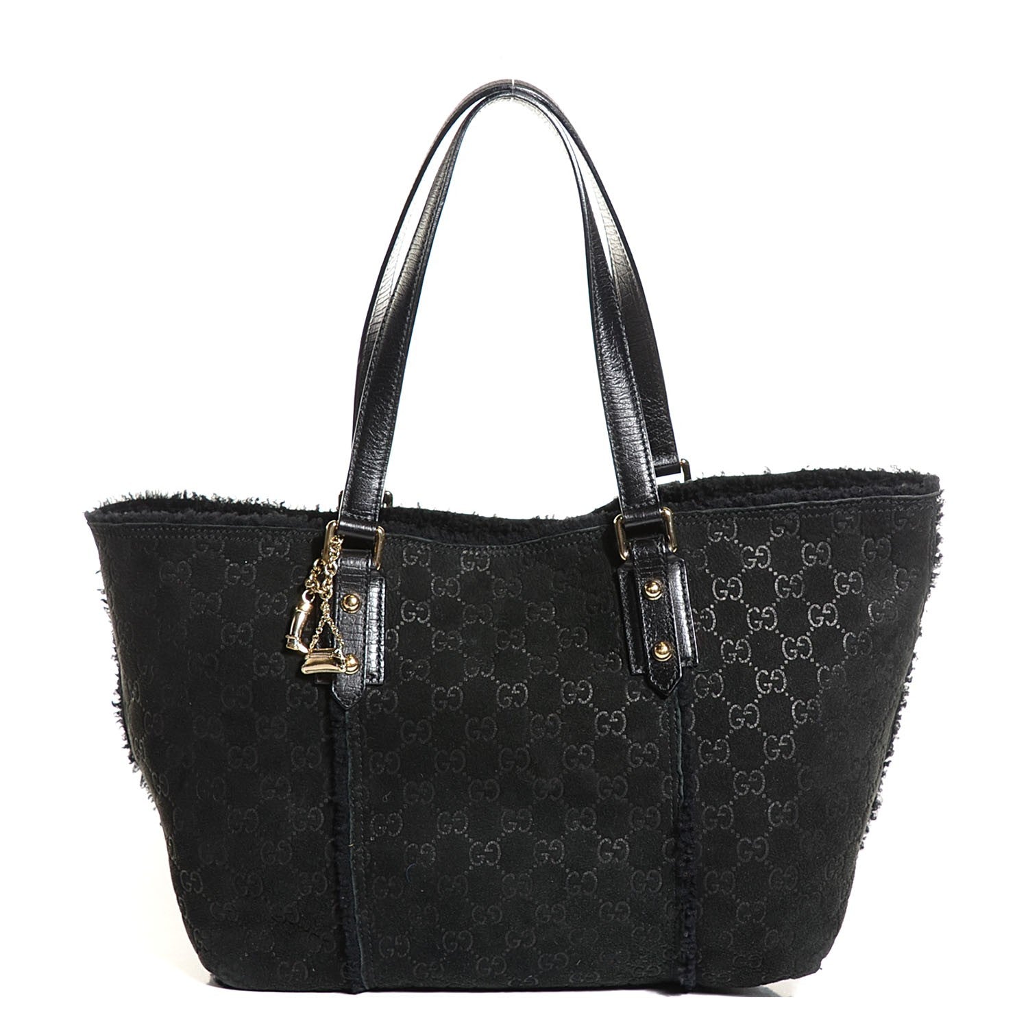 Gucci Suede Shearling Guccissima Jolicoeur Tote Black 1 of 6