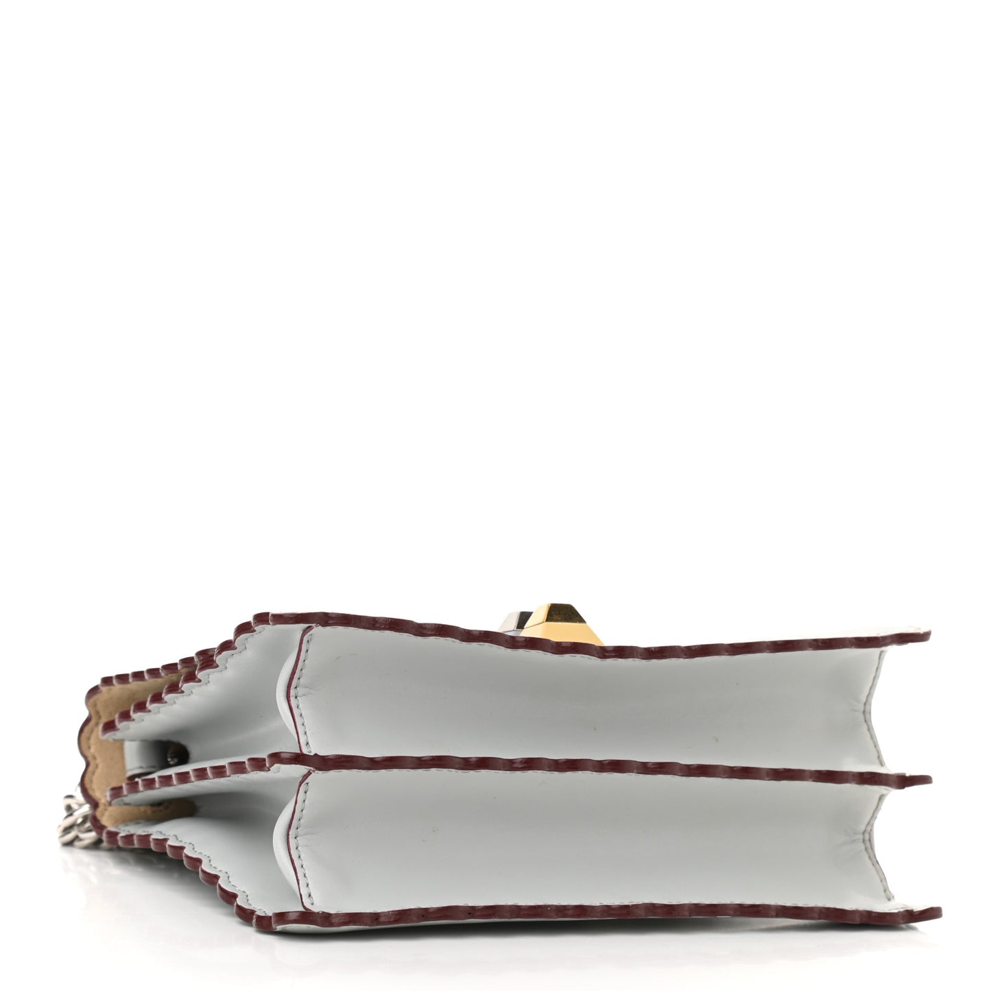 Vitello Liberty Scalloped Studded Small Kan I Shoulder Bag Grigio Perla