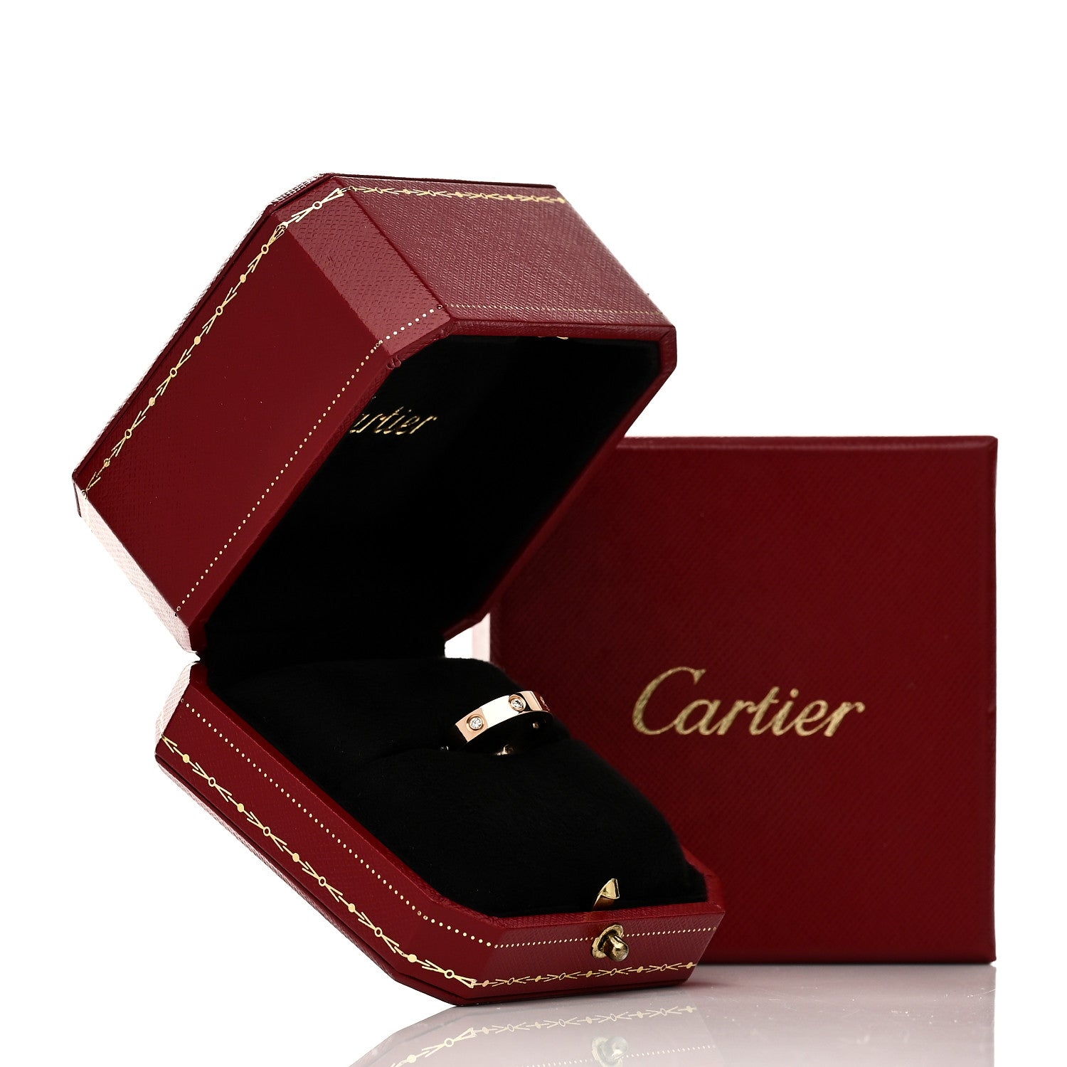 Cartier 18K Pink Gold 8 Diamond 4mm LOVE Wedding Band Ring 53 6.5 5 of 5