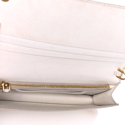 Prada Saffiano Shine Monochrome Mini Flap Crossbody Wristlet Bag Bianco 5 of 20