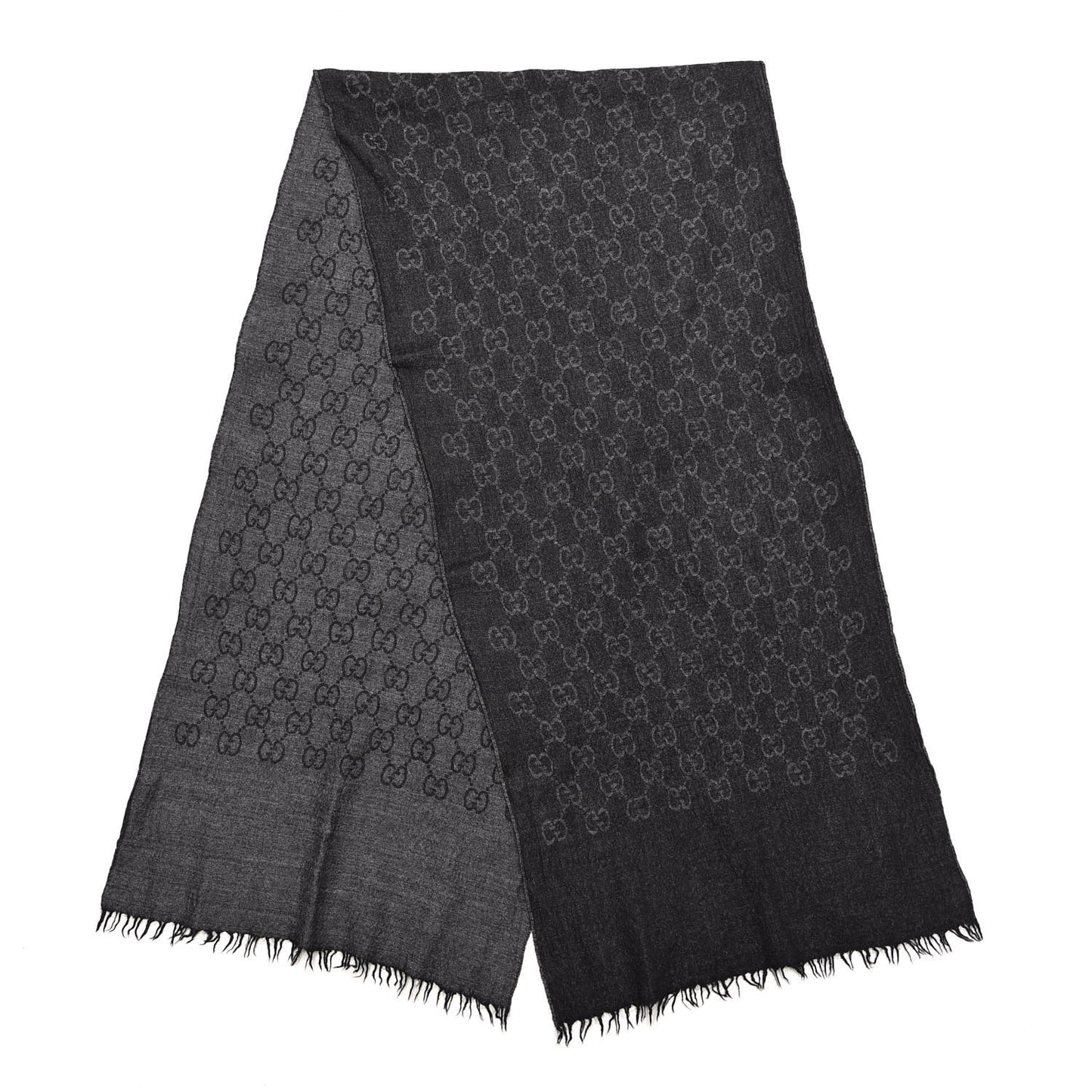 Wool Silk GG Monogram GGNat Scarf Anthracite