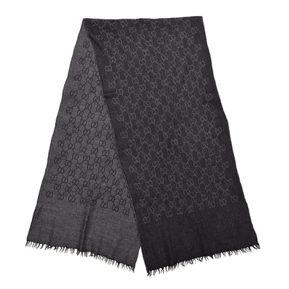 Gucci Wool Silk GG Monogram GGNat Scarf Anthracite 3 of 4