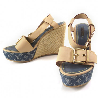 Louis Vuitton Monogram Denim Espadrille Wedge 38 1 of 7