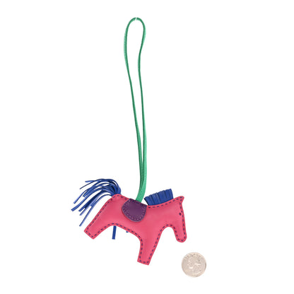 Hermes Milo Lambskin Grigri Rodeo Horse Bag Charm PM Rose Shocking Bleu Azteque Bleu Electrique Menthe Soufre Violet 2 of 4
