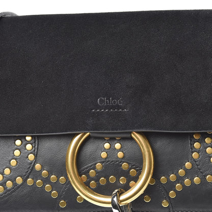Chloe Suede Calfskin Studded Small Faye Shoulder Bag Black 10 of 10