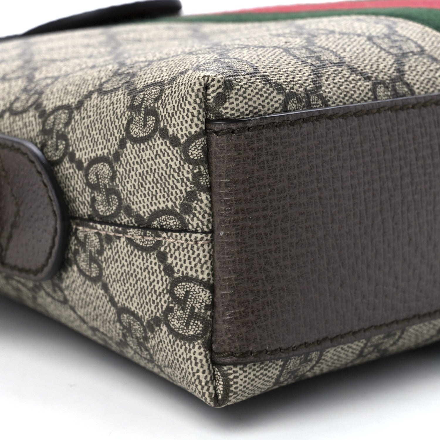 Gucci GG Supreme Monogram Textured Dollar Calfskin Web Small Ophidia Dome Shoulder Bag Beige Ebony New Acero 10 of 11