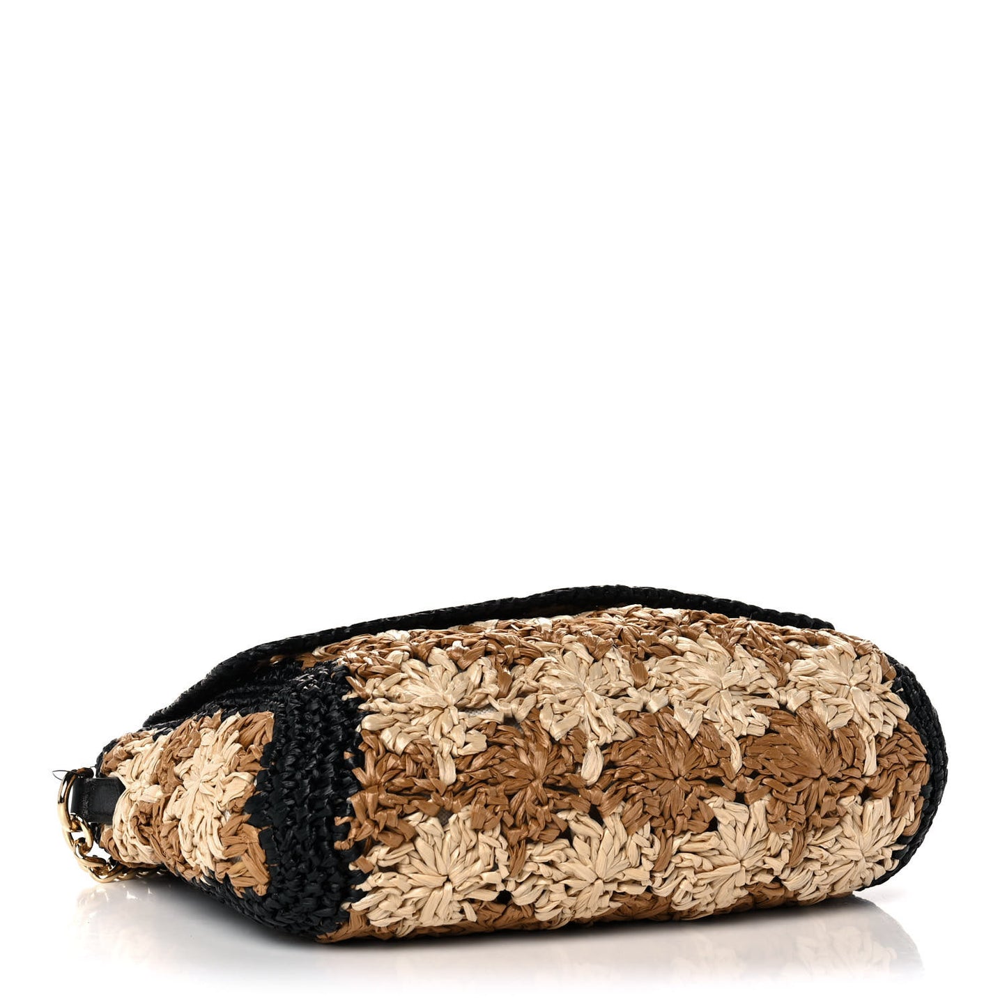 Raffia Azalea Calfskin Crochet Flower Small GG Marmont Shoulder Bag Natural Ecru Black