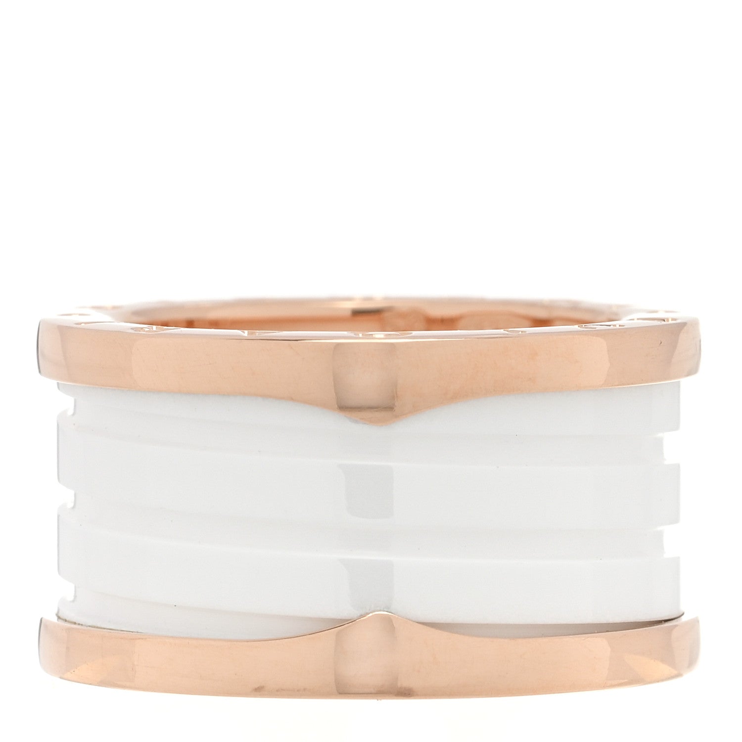 Bulgari 18K Rose Gold White Ceramic B.Zero1 Four-Band Ring 53 6.25 1 of 4