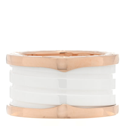 Bulgari 18K Rose Gold White Ceramic B.Zero1 Four-Band Ring 53 6.25 1 of 4