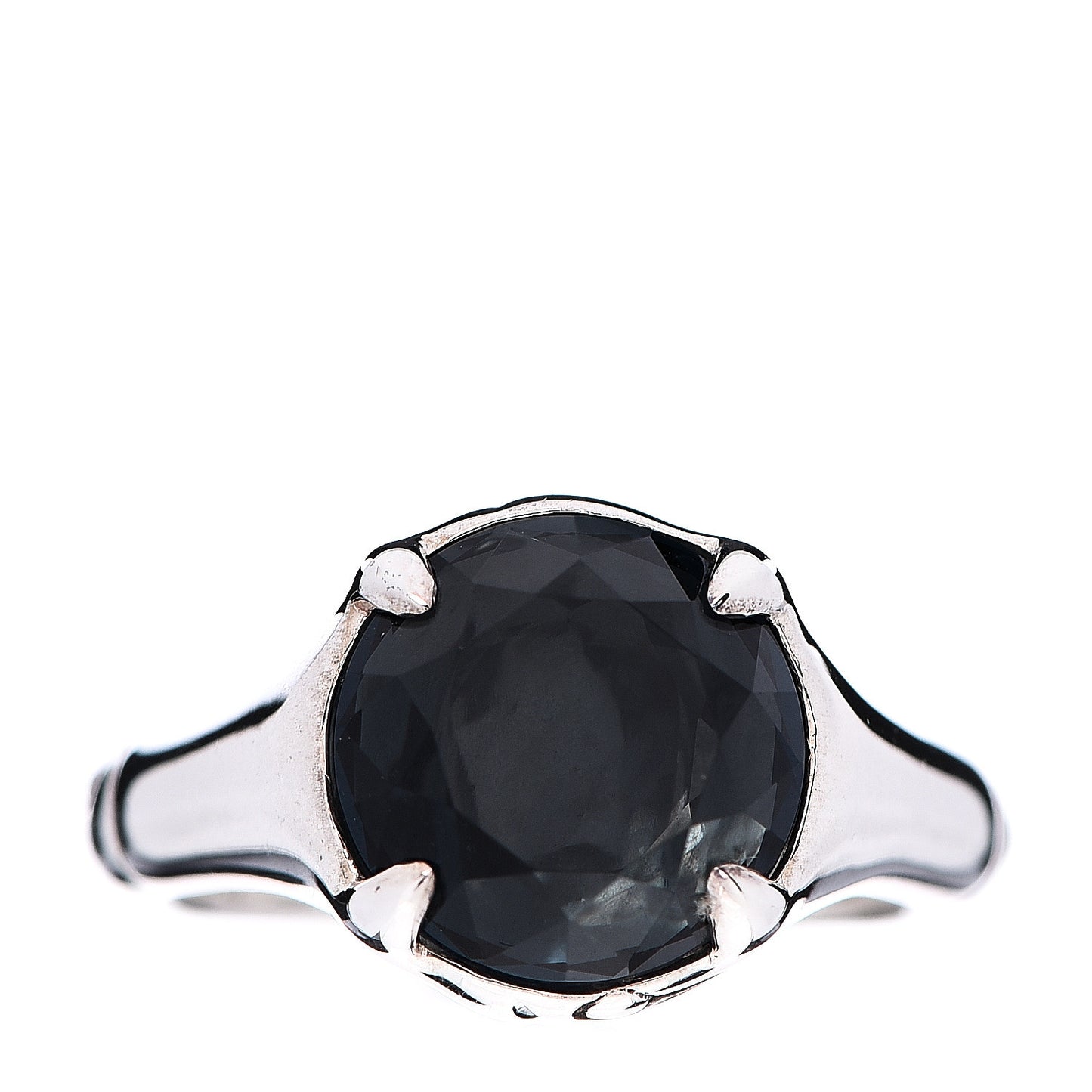 Sterling Silver Dark Blue Topaz Bamboo Ring 52 6