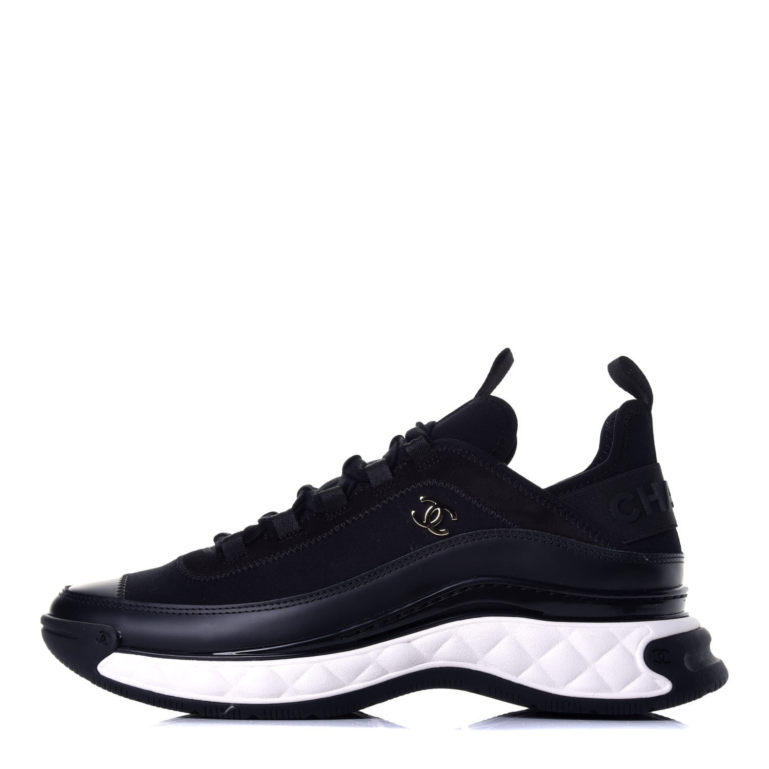 Chanel Velvet Calfskin Mixed Fibers CC Sneakers 40 Black 1 of 10