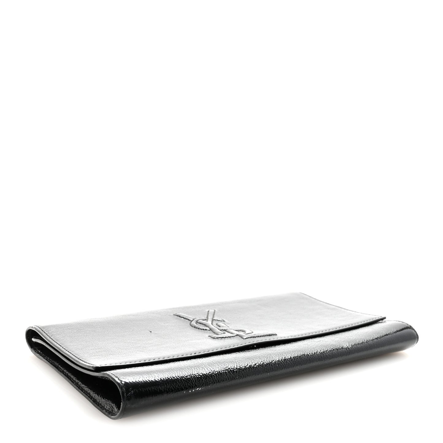 Textured Patent Monogram Large Belle De Jour Clutch Black
