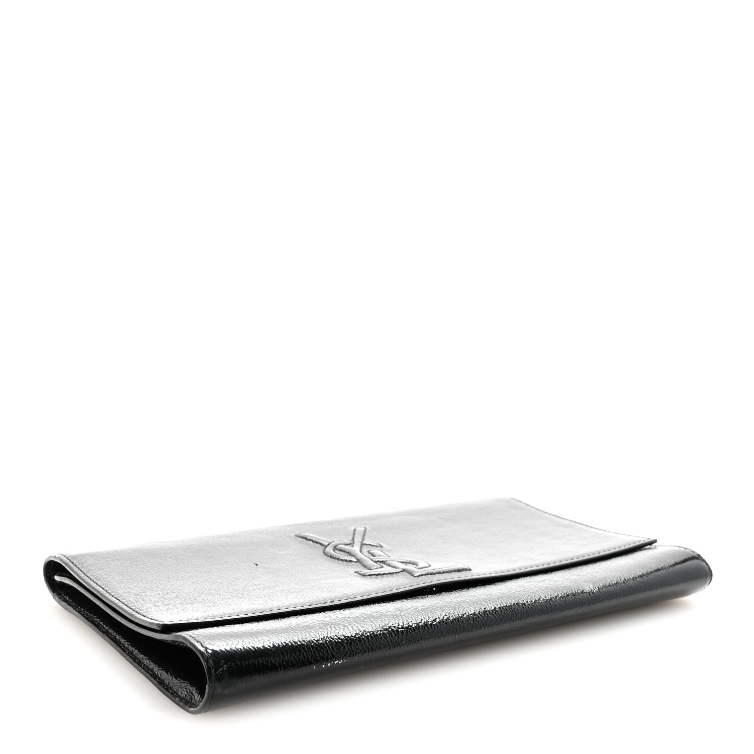 Saint Laurent Textured Patent Monogram Large Belle De Jour Clutch Black 4 of 6