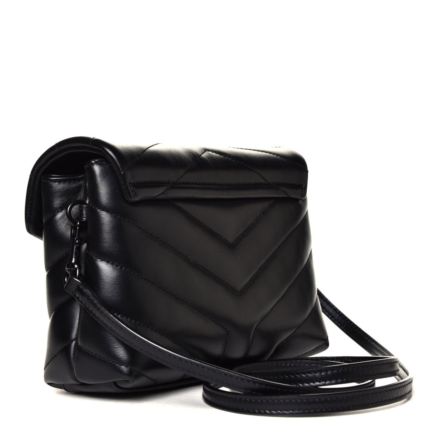 Calfskin Y Quilted Monogram Toy Loulou Crossbody Bag Black