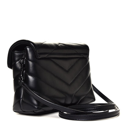 Saint Laurent Calfskin Y Quilted Monogram Toy Loulou Crossbody Bag Black 6 of 8
