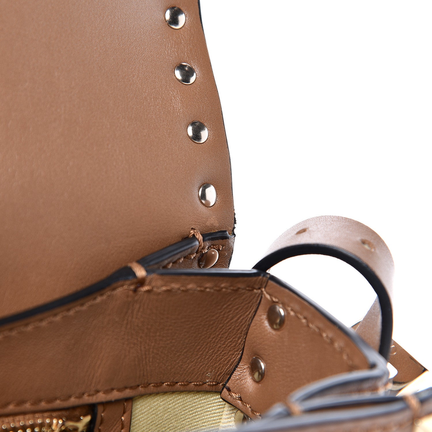 Valentino Garavani Vitello Medium Rockstud Flap Saddle Bag Nocciola 9 of 14