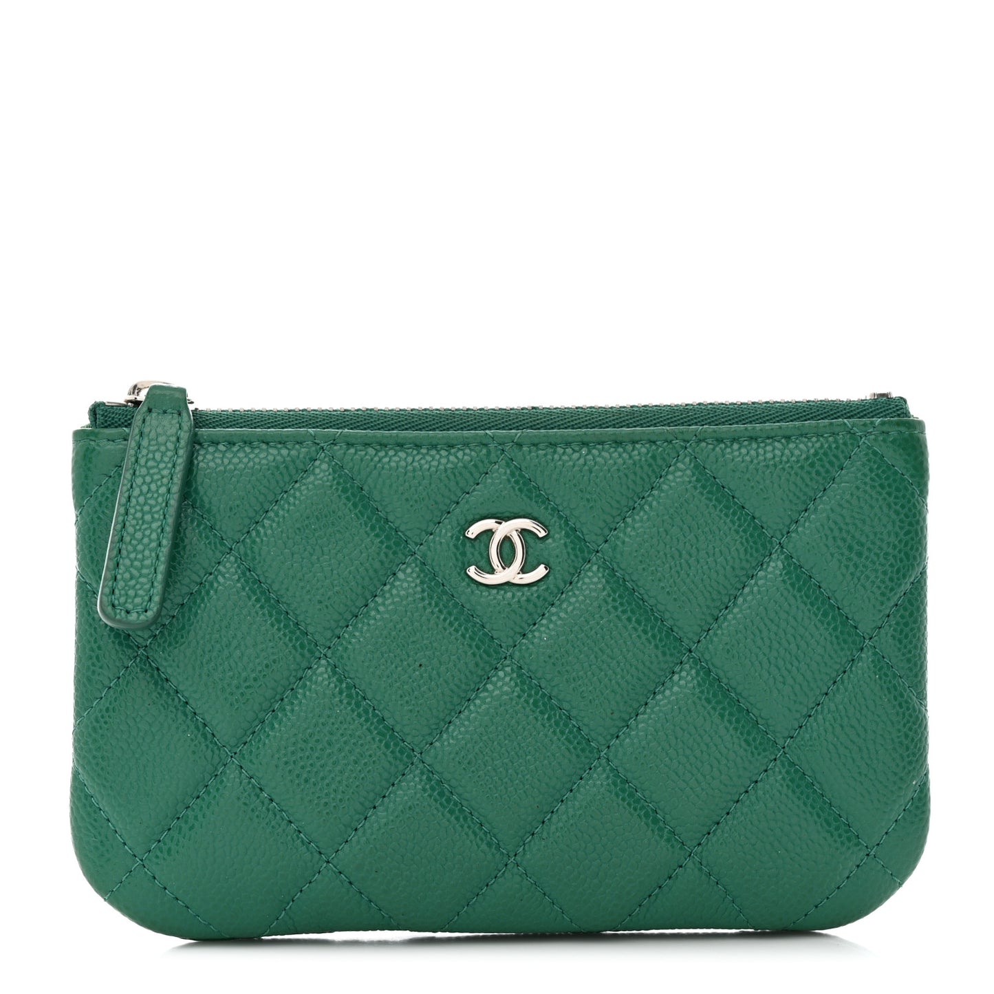 Caviar Quilted Small Cosmetic Case Green