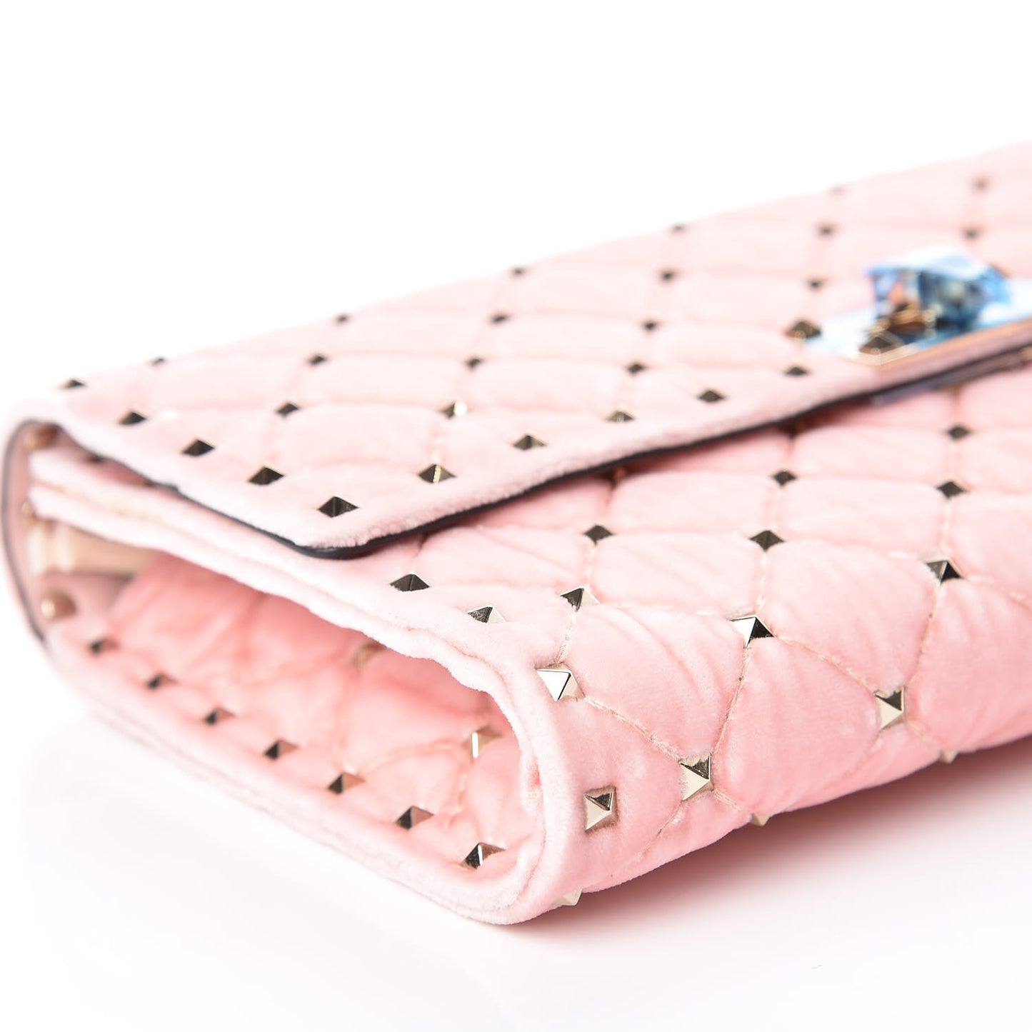 Velvet Rockstud Spike Wallet on Chain Water Rose