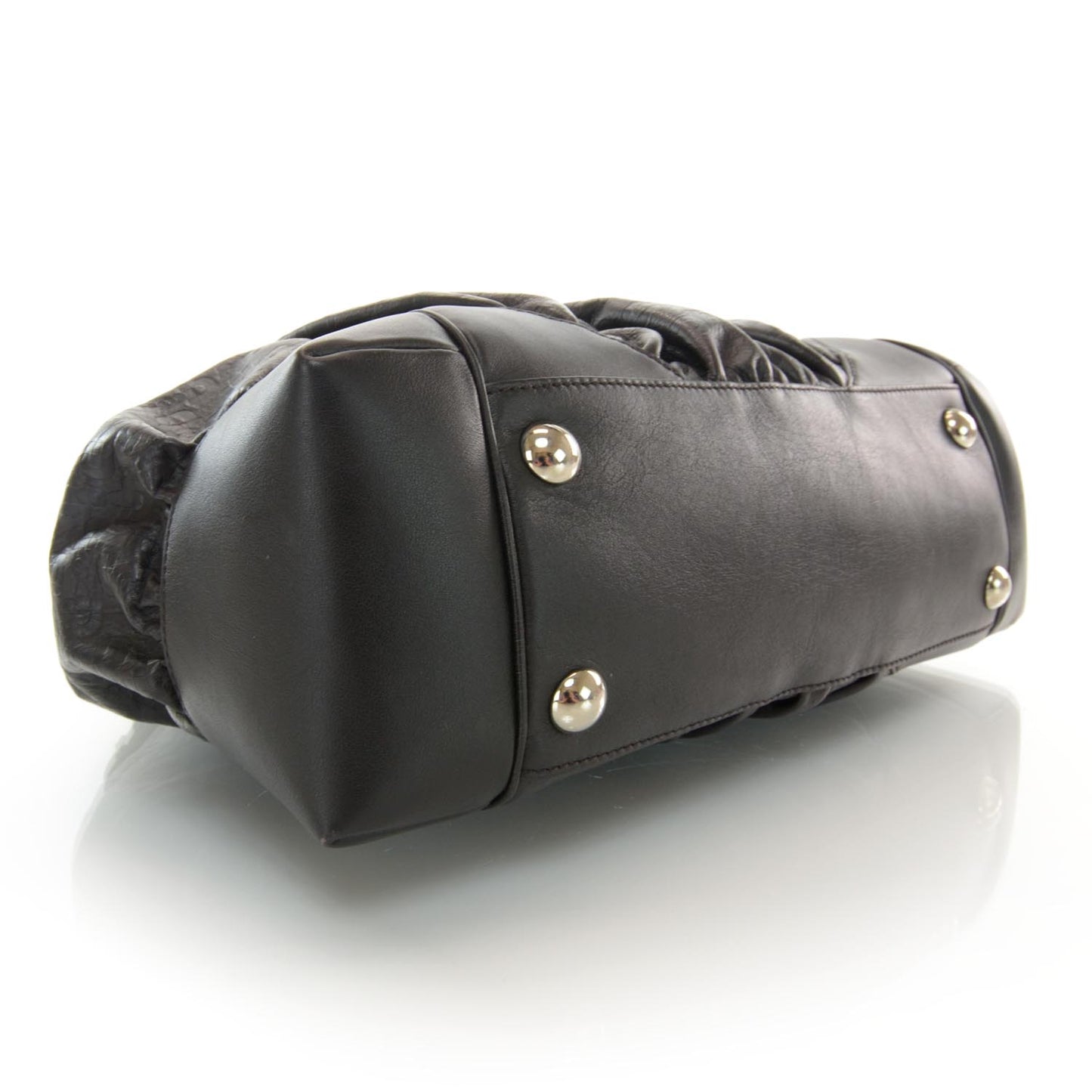 Horsebit Embossed Full Moon Tote Brown