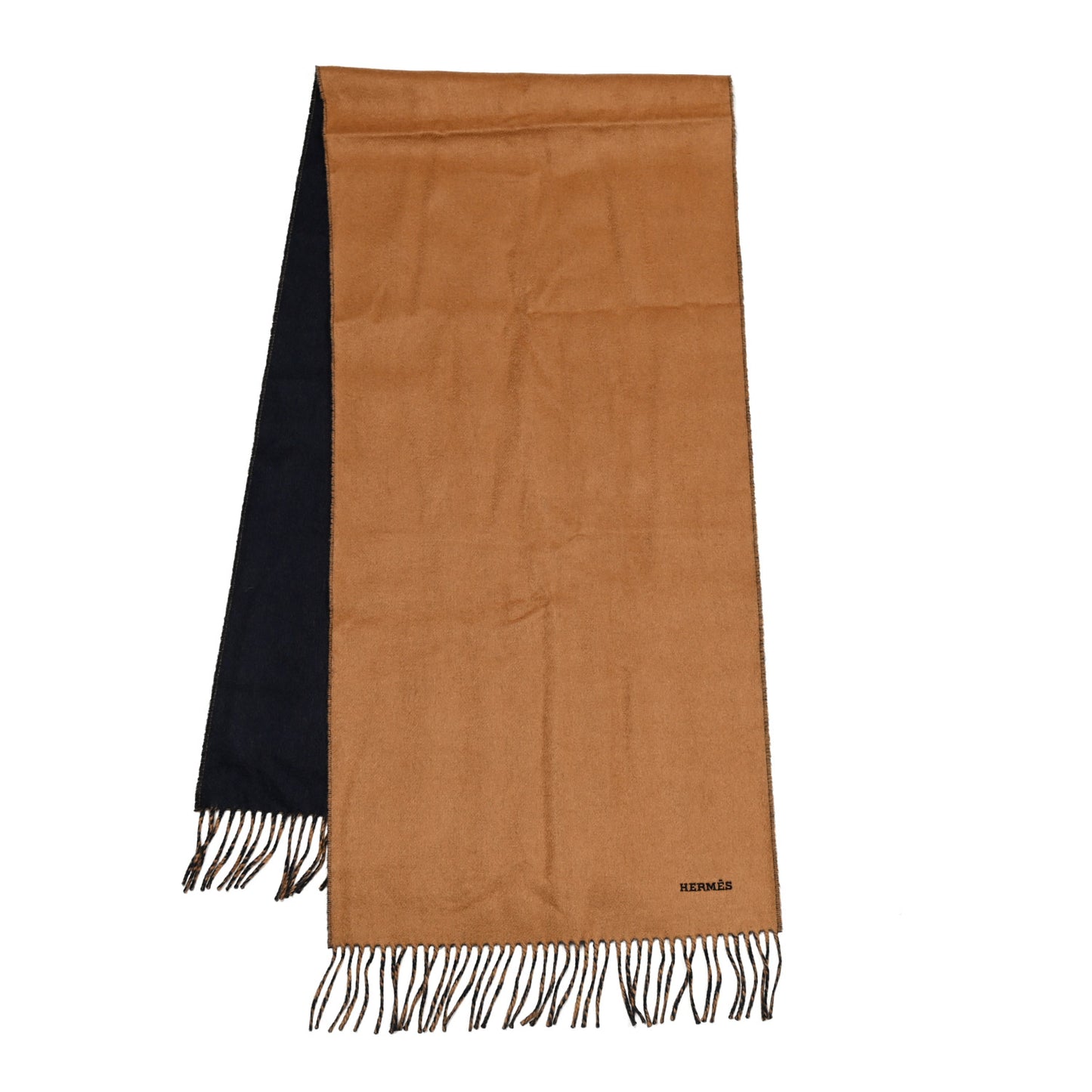 Cashmere Fringe Double Face Scarf Marine Bronze