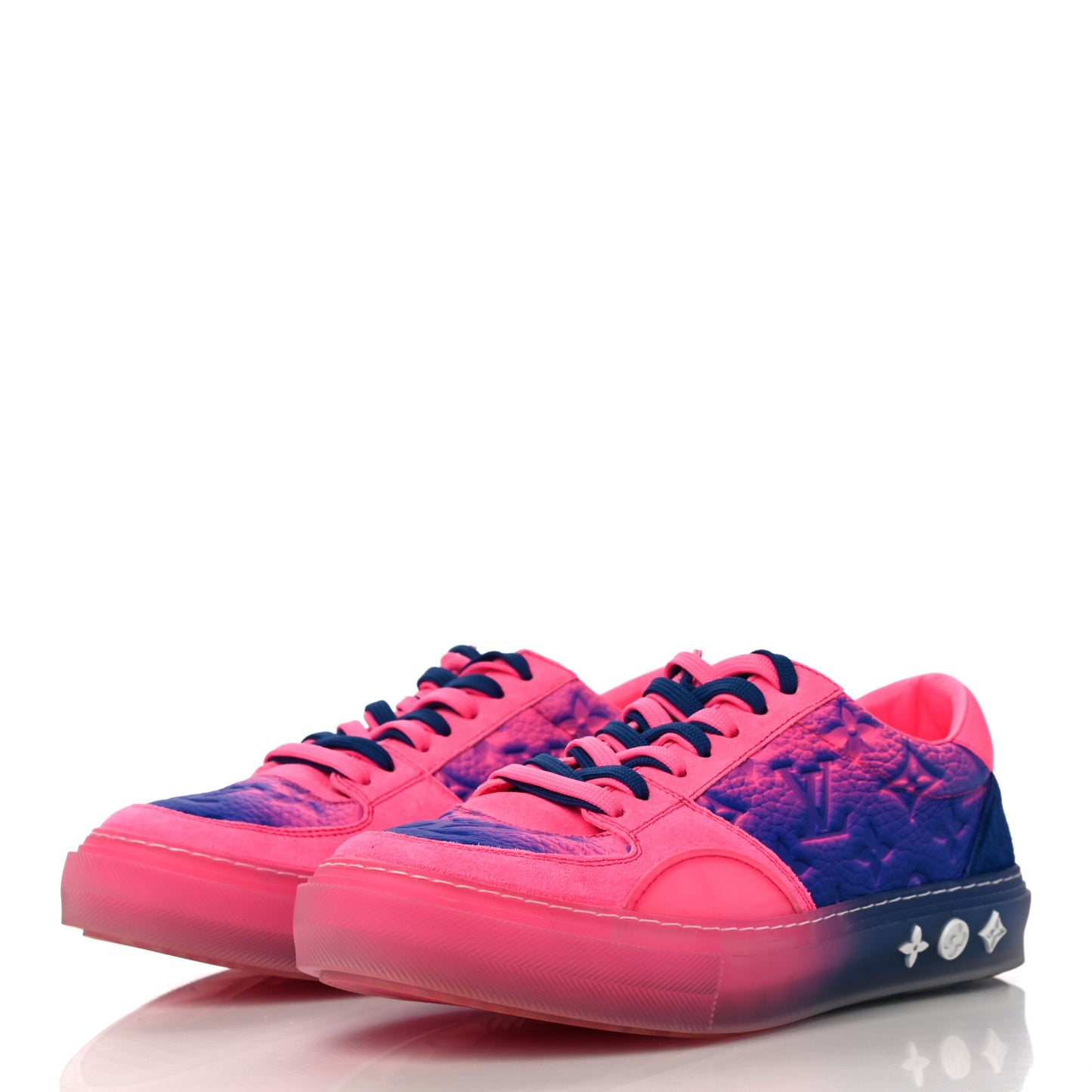 Grained Calfskin Mens LV Ollie Richelieu Sneakers 6.5 Pink Blue