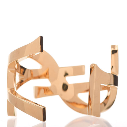 Saint Laurent Brass Monogram Small Cuff Bracelet Gold 3 of 5