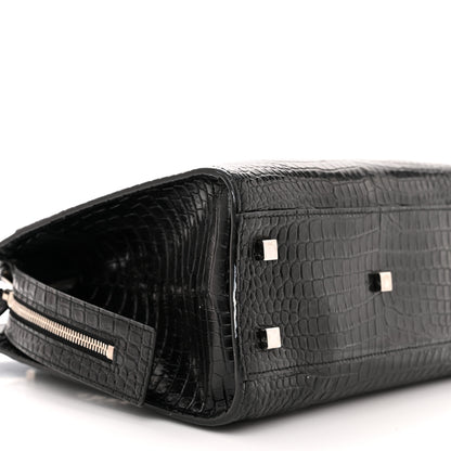 Saint Laurent Calfskin Crocodile Embossed Small Uptown Tote Black 10 of 16