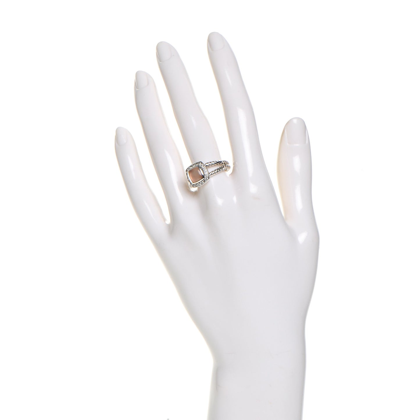 Sterling Silver Diamond Rose Quartz 7mm Petite Albion Ring 54 7
