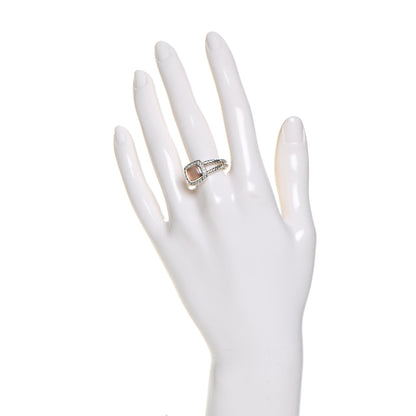 David Yurman Sterling Silver Diamond Rose Quartz 7mm Petite Albion Ring 54 7 2 of 4