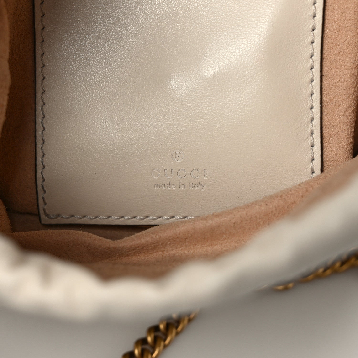 Gucci Calfskin Matelasse Mini GG Marmont 2.0 Bucket Bag White 6 of 8