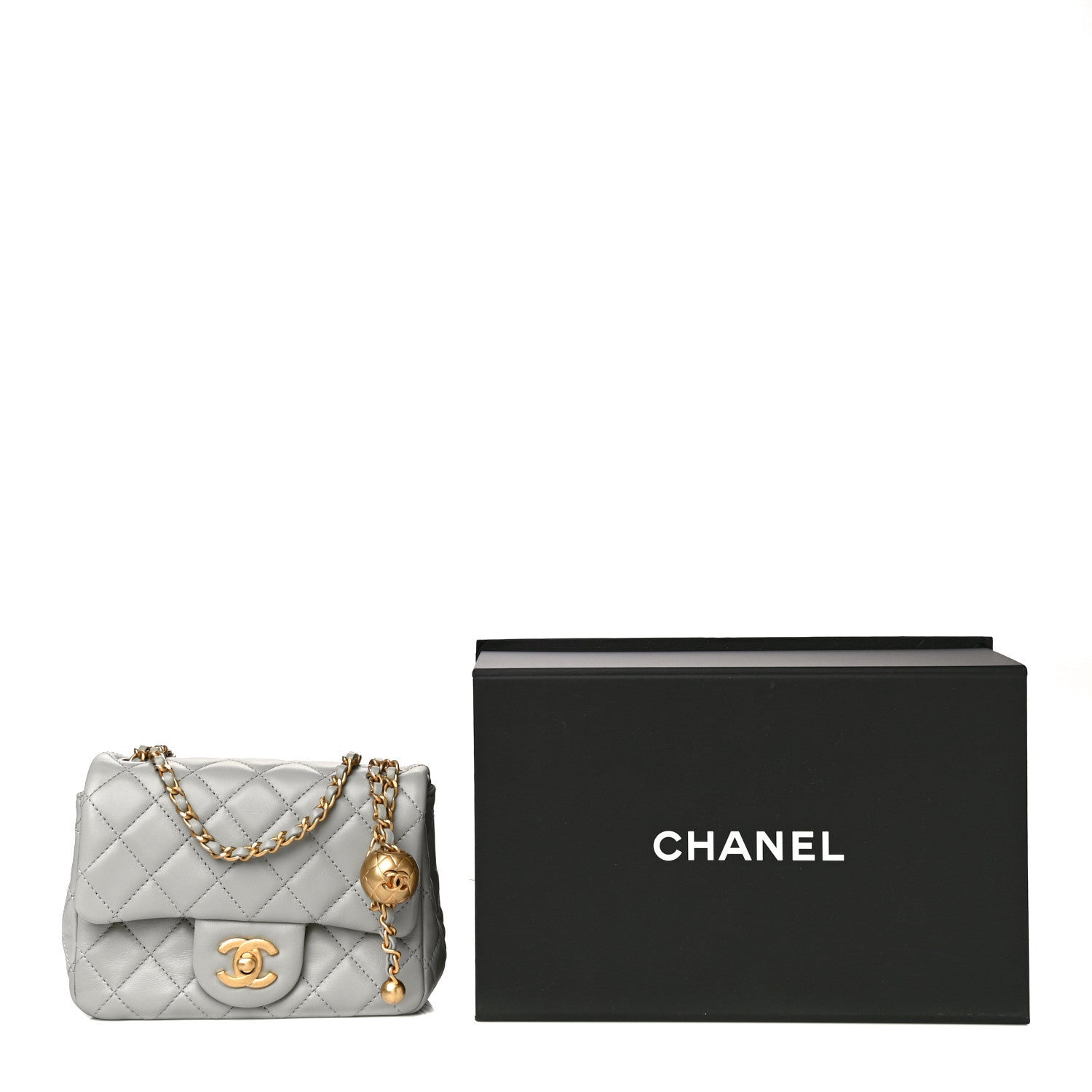 Chanel Lambskin Quilted Mini Pearl Crush Flap Light Grey 10 of 10