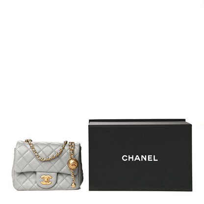 Chanel Lambskin Quilted Mini Pearl Crush Flap Light Grey 10 of 10